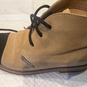 Chanel suede boots, size 6.  tan & black.  Vintage gently used boots.